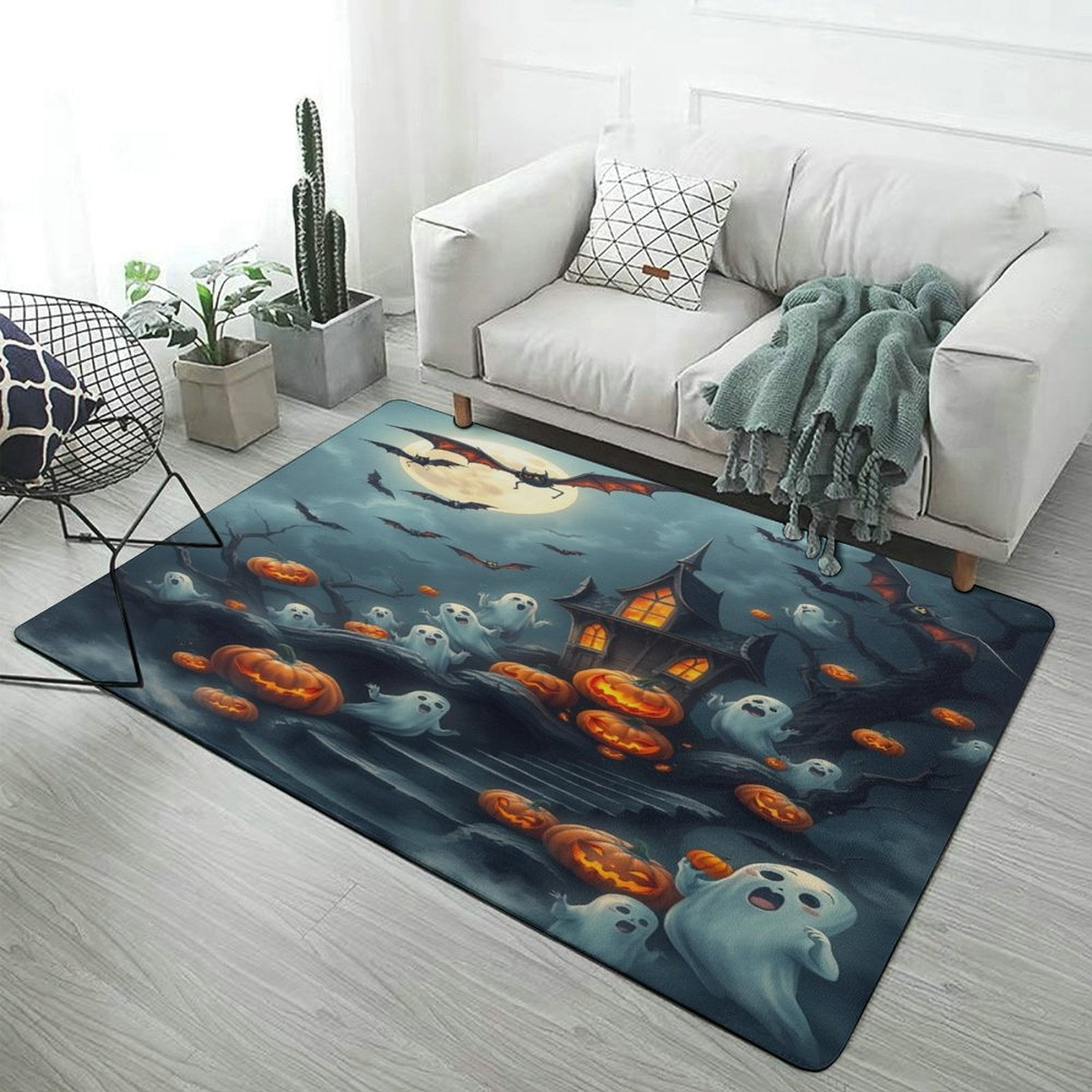 Large Spooky Rug Spooky Halloween Scene Light Luxury Home Carpets Living Room Ration ...