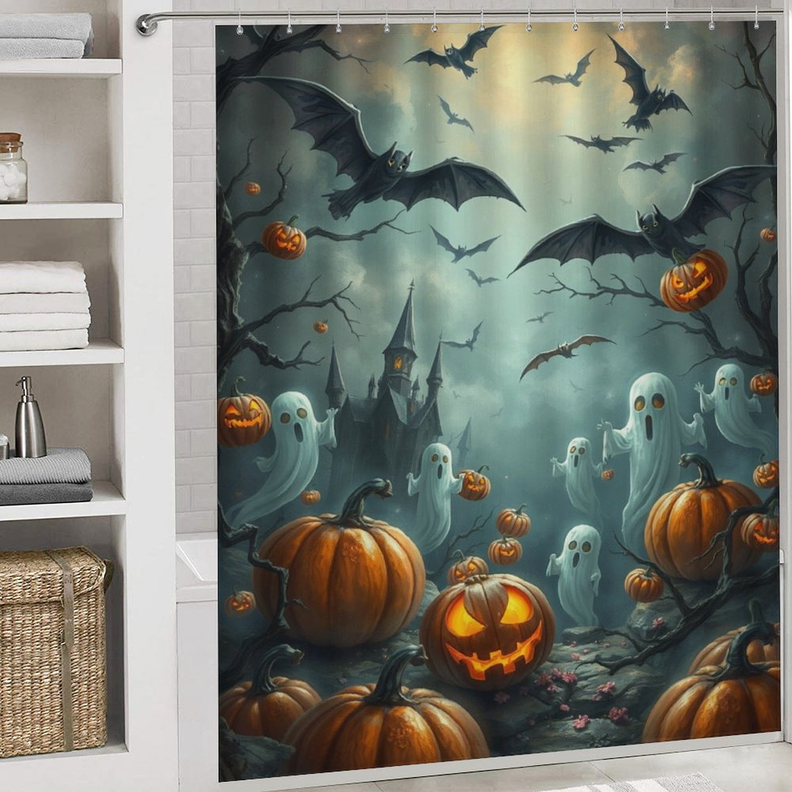 Spooky Halloween Scene Shower Curtains Home Decoration Curtains with