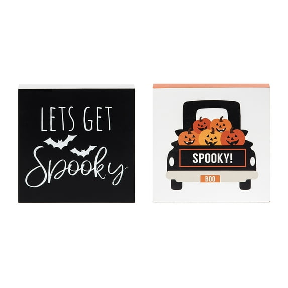 Spooky Halloween Shelf Sitter Blocks Set of 2