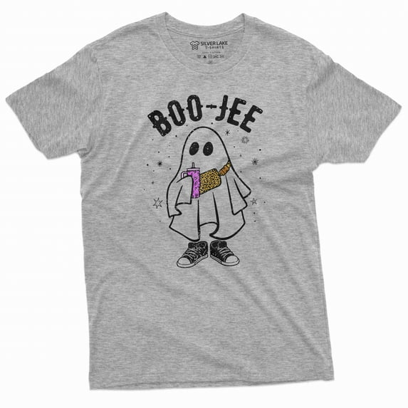 Spooky Halloween Shirt Ghost Shirts Funny Halloween Ghost Tee Shirt Halloween Scary Gift Tees (Medium Grey)