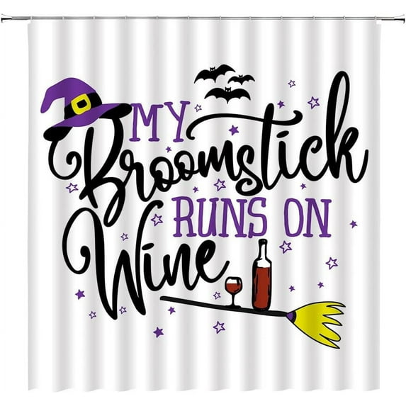 Spooky Halloween Shower Curtain Cute Funny Cartoon Ghost Sugar Skull Skeleton Pumpkin Witch Hat Grey Background Trick or Treat Happy Holiday Party Decor Fabric Bathroom Curtain with Hook