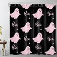 thumbnail image 1 of Spooky Halloween Shower Curtain Decor, Gothic Horror Halloween Pink and Black Ghost Shower Curtains 72 X84 inch Polyester Fabric Bathroom Decoration Bath Curtains Hooks Included, 1 of 6
