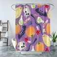 thumbnail image 1 of Spooky Halloween Shower Curtain Purple Ghost Gothic Bat Scary Horror Alchemy Magic World Witch Pumpkin Witchcraft Skull Holiday Happy Halloween Night Fabric Bath Curtain Set with Hook, 1 of 1