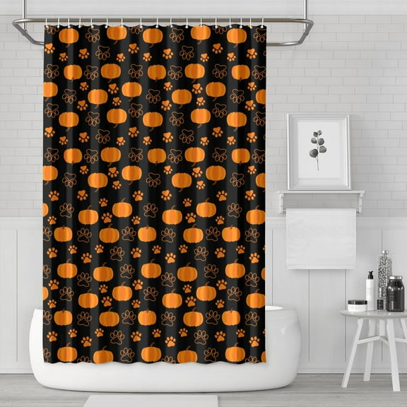 Spooky Halloween Shower Curtain with Bats & Spider Webs, 72x72 Inch Haunted House Theme - Waterproof Scary Bathroom Decor with Hooks