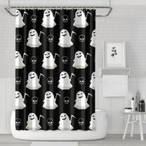 Spooky Halloween Shower Curtain with Bats & Spider Webs, 72x72 Inch Haunted House Theme - Waterproof Scary Bathroom Decor with Hooks
