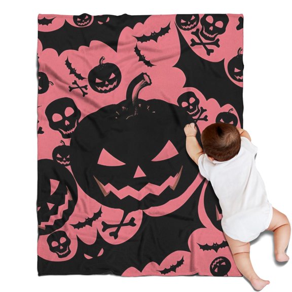 Spooky Halloween Silhouette Pattern Blanket,Comfortable Soft Flannel Throw Blanket,All Season,Warm Lightweight Blankets for Sofa Bed Couch Living Room Chair,30"x40"