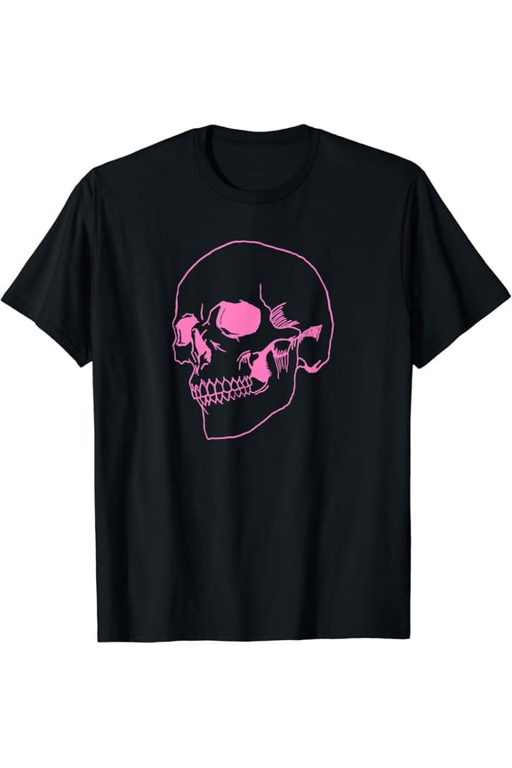 Spooky Halloween Skeleton Pastel Goth Soft Grunge Pink Skull T-Shirt