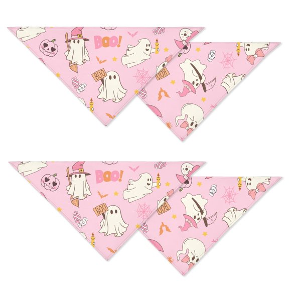 Spooky Halloween Skeleton Spider Web Dog Bandanas 2 Pack, Adjustable Double Sided Pet Scarf for Small Medium Dogs