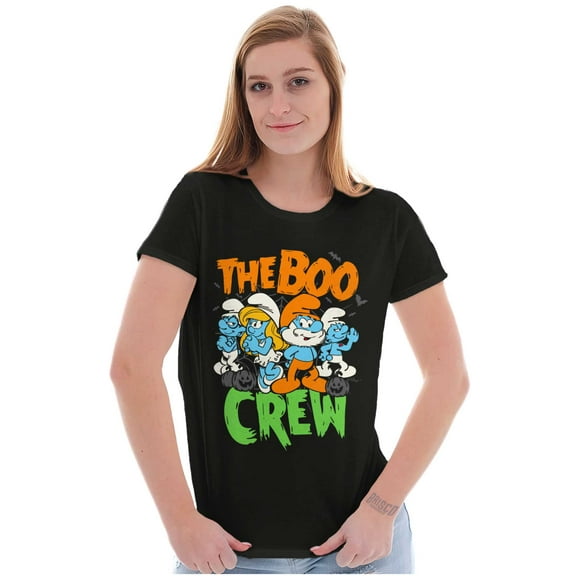 Spooky Halloween Smurfs The Boo Crew Women's T Shirt Ladies Tee Brisco Brands S