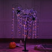 Spooky Halloween Willow Tree with Spiders 7 Feet
