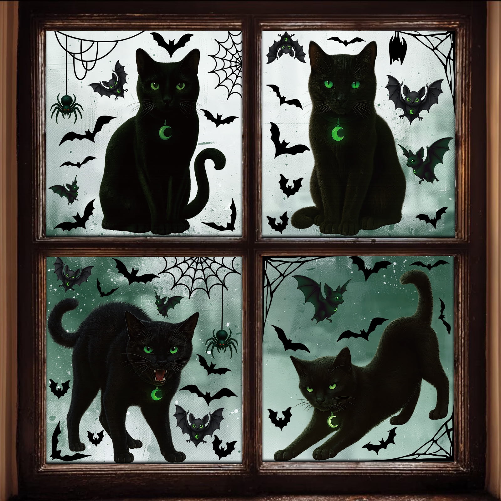Spooky Halloween Window Clings Stickers,DIY Halloween Black Cats ...