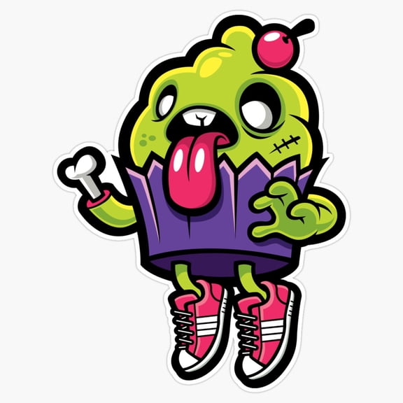 Spooky Halloween Zombie Cupcake Green Frosting Undead Brain Bakery Pastry Decal For PC Case Sticker