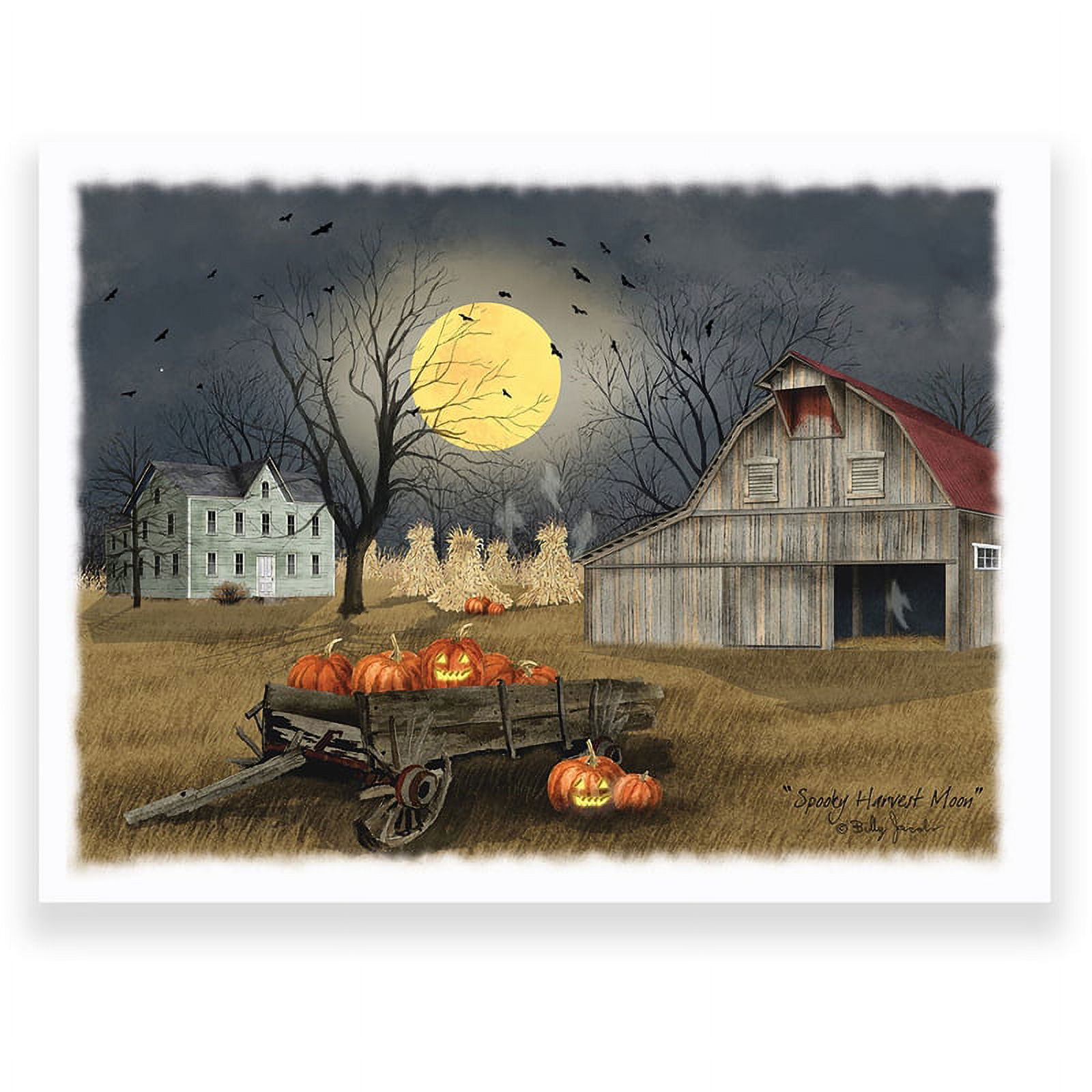 Spooky Harvest Moon by Billy Jacobs Print on Canvas Fabric Multi-Color ...