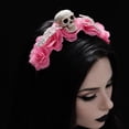 thumbnail image 1 of Spooky Headwear, Haunted House Decorations, Halloween Party Decor Pink Rose Headband, Skeleton Decorations Headpiece with Small Skull and Skeleton Claw Detail, 8 Inch Non-Slip, 1 of 4
