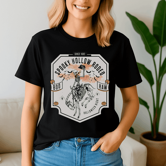 Spooky Hollow Rodeo Shirt, Bachelorette Party Rodeo TShirt, Skeleton Cowboy, Western Rodeo Halloween, Halloween Shirt, Happy Halloween