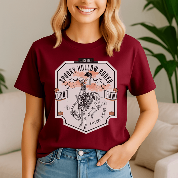 Spooky Hollow Rodeo Shirt, Bachelorette Party Rodeo TShirt, Skeleton Cowboy, Western Rodeo Halloween, Halloween Shirt, Happy Halloween