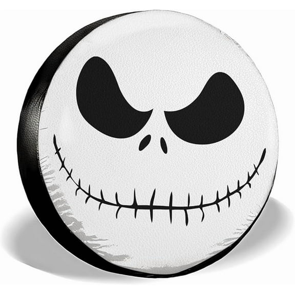 Spooky Horror Nightmare Skellington Heavy Duty PVC Leather Spare Tire Cover, Universal Fit Tire Cover for Trailer RV Camper, Dustproof with No Camera Hole, Halloween Car Decor