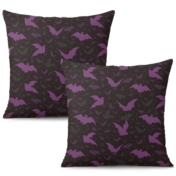 Spooky Horror Pillow Covers Set - Skeleton and Spider Web Pattern Linen Throw Pillow Covers 20x20 inch throw pillow case Halloween gifts to friends,family