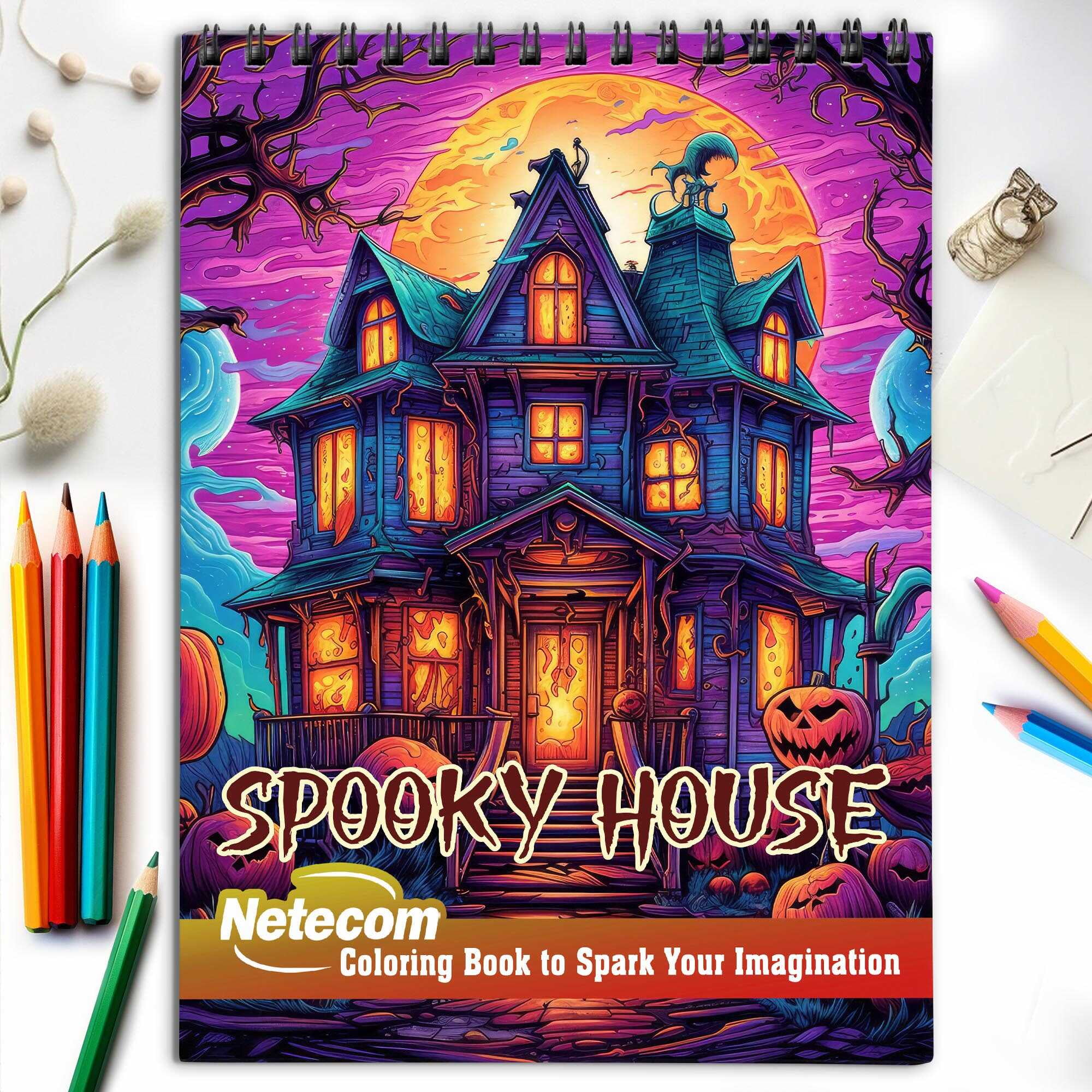 Spooky House Spiral Bound Coloring Book, Unleash Your Imagination in a