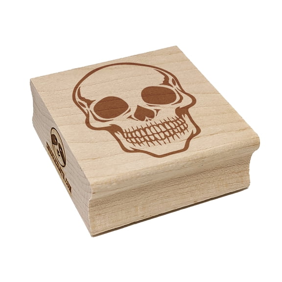 Spooky Human Skull Bone Square Rubber Stamp Stamping Scrapbooking Crafting - Medium 1.75in