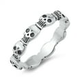 thumbnail image 1 of Spooky Interlocking Skull Skeleton Ring .925 Sterling Silver Band Jewelry Female Male Unisex Size 7, 1 of 4