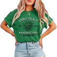 thumbnail image 1 of Spooky Island Print Tshirts Halloween Graphic Tees Disco Skull Short Sleeve Casual Tops 90s Retro Cotton Shirts for Daily Outfits, 1 of 6