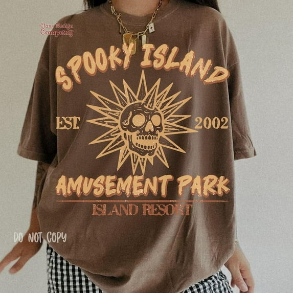 Spooky Island T-Shirt Retro Cartoon Halloween Movie Disco Skull 90s Halloween Summer Shirt