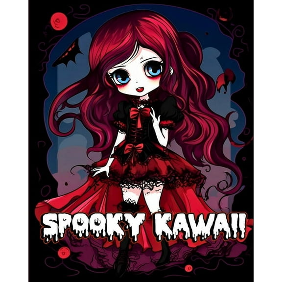 Spooky Kawaii Coloring Book: Cute Gothic Coloring Pages with Creepy Pastel Goth Characters for Relaxation, (Paperback)
