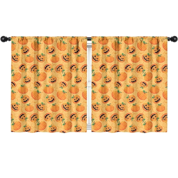 Spooky Kitchen Curtains 2 Pack with Halloween Witch Wizard and Cobweb Design,52x63in long Curtains Set