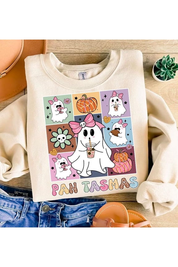 Spooky Latina Halloween Sweatshirt, Mexican Conchas Ghost Pullover, Cute Spanish Halloween Fall Sweatshirt