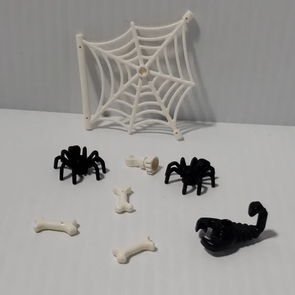 Spooky Lego Accessories White Spider Web Black Spiders Skeleton Bones Halloween