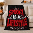 thumbnail image 1 of Spooky Is Lifestyle Gothic Dripping Text Dramatic Quote, Festive Halloween Scene, Warm Flannel Blanket for Living Room and Reading Nook, Art Lovers Halloween Gift, Festive Home Decor, 1 of 9