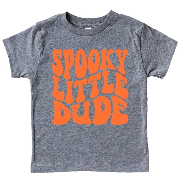 Spooky Little Dude Wavy Letters for Baby and Toddler Youth Boys Halloween and Fall Shirt Granite Heather Shirt 12 Months