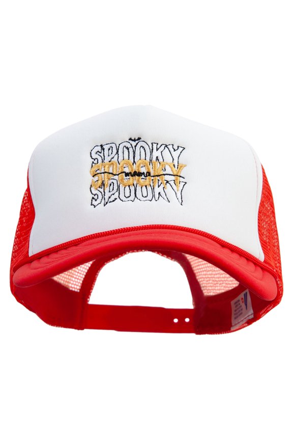 Spooky Mama Embroidered Summer Foam Mesh Trucker Cap - Red White OSFM