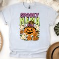 thumbnail image 1 of Spooky Mama Ghost Pumpkin Witch Hat Halloween Graphic T-Shirt, Ash, Size S, 1 of 6