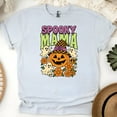thumbnail image 1 of Spooky Mama Graphic T-Shirt Pumpkin Ghost Retro Funny Mom Tee, Ash, Size L, 1 of 6