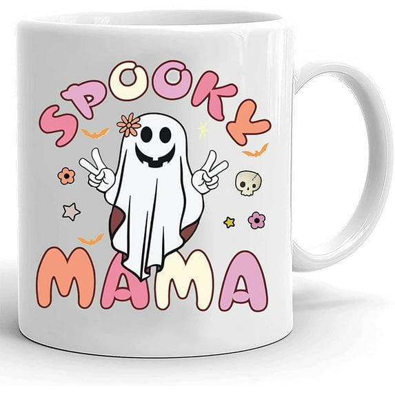 Spooky Mama Mug, Spooky Mom Mug, Funny Ghost Halloween, Gifts For Mom, Spooky Season Gifts, Fall Season Gift Halloween Pumpkins Mug Boo Cup Retro Fall Ceramic Coffee Mug