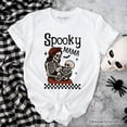 thumbnail image 1 of Spooky Mama Skeleton Halloween T-Shirt, Momster Retro Checkered Tee With Boo Vibes, 1 of 6