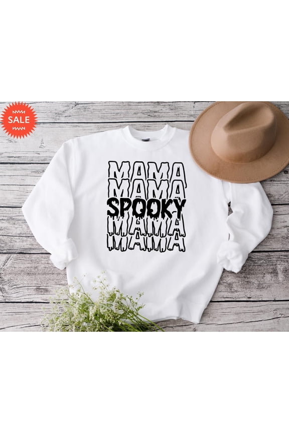 Spooky Mama Sweatshirt, Retro Mom Sweater, Cute Spooky Season Pullover, Ghost Mama Shirt, Cozy Fall Mom All Size S-5Xl