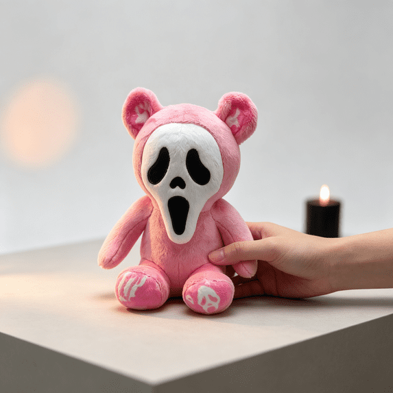 Spooky Mask Stuffed Brar Plush Toys, 10.7in Creepy Horror Face Mask Plush Doll Novelty Halloween Home Decor Gift