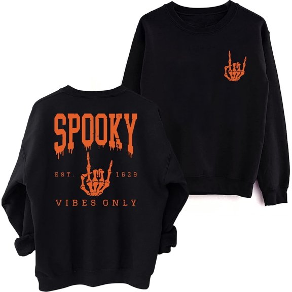 Spooky Men's Halloween Skeleton Hand Corna Sweatshirt Round Neck Long Sleeves Tops