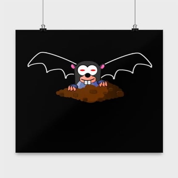 Spooky Mole Bat Art - Halloween Decor - 13x13 Poster Print - Wall Art