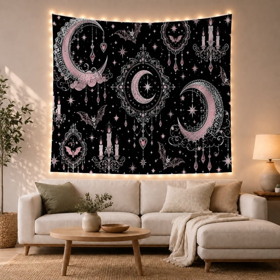 Spooky Mug and Ghost Pattern Tapestry Wall Hanging