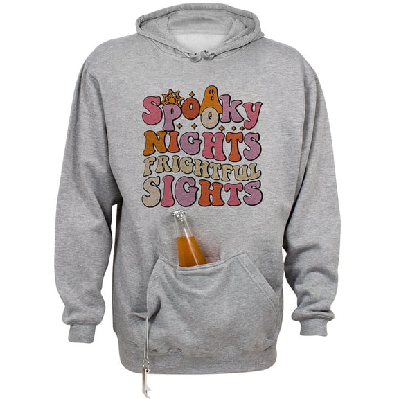 Spooky Nights Frightful Sights Beer Holder Tailgate Hoodie Sweatshirt Unisex X-Large Oxford
