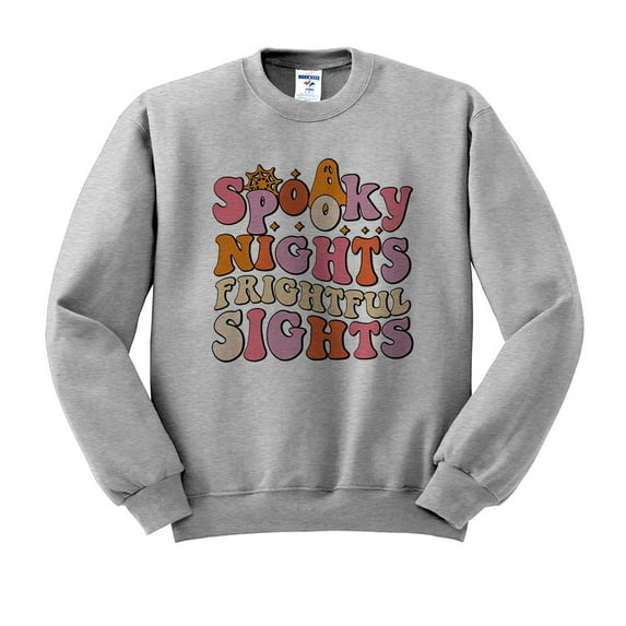 Spooky Nights Frightful Sights Sweatshirt Unisex 2X-Large Grey