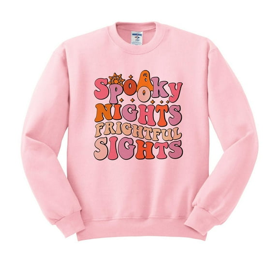 Spooky Nights Frightful Sights Sweatshirt Unisex X-Large Pink