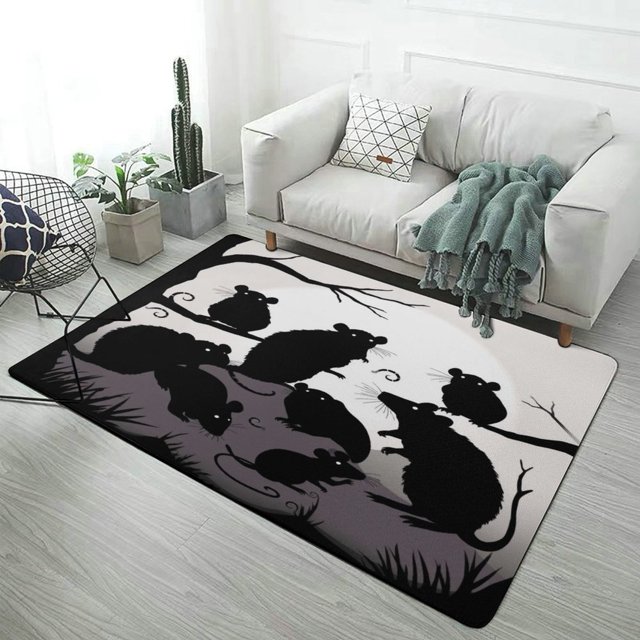 Spooky Nocturnal Rodents Carpet Area Rug Room Living Room Bedroom Large ...