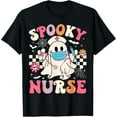 thumbnail image 1 of Spooky Nurse Ghost Halloween Cute Groovy Nursing Halloween T-Shirt Tee, 1 of 4