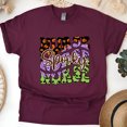 thumbnail image 1 of Spooky Nurse Graphic T-Shirt for Women Men | Funny Patterned Letter Tee, Maroon, Size 2XL, 1 of 6