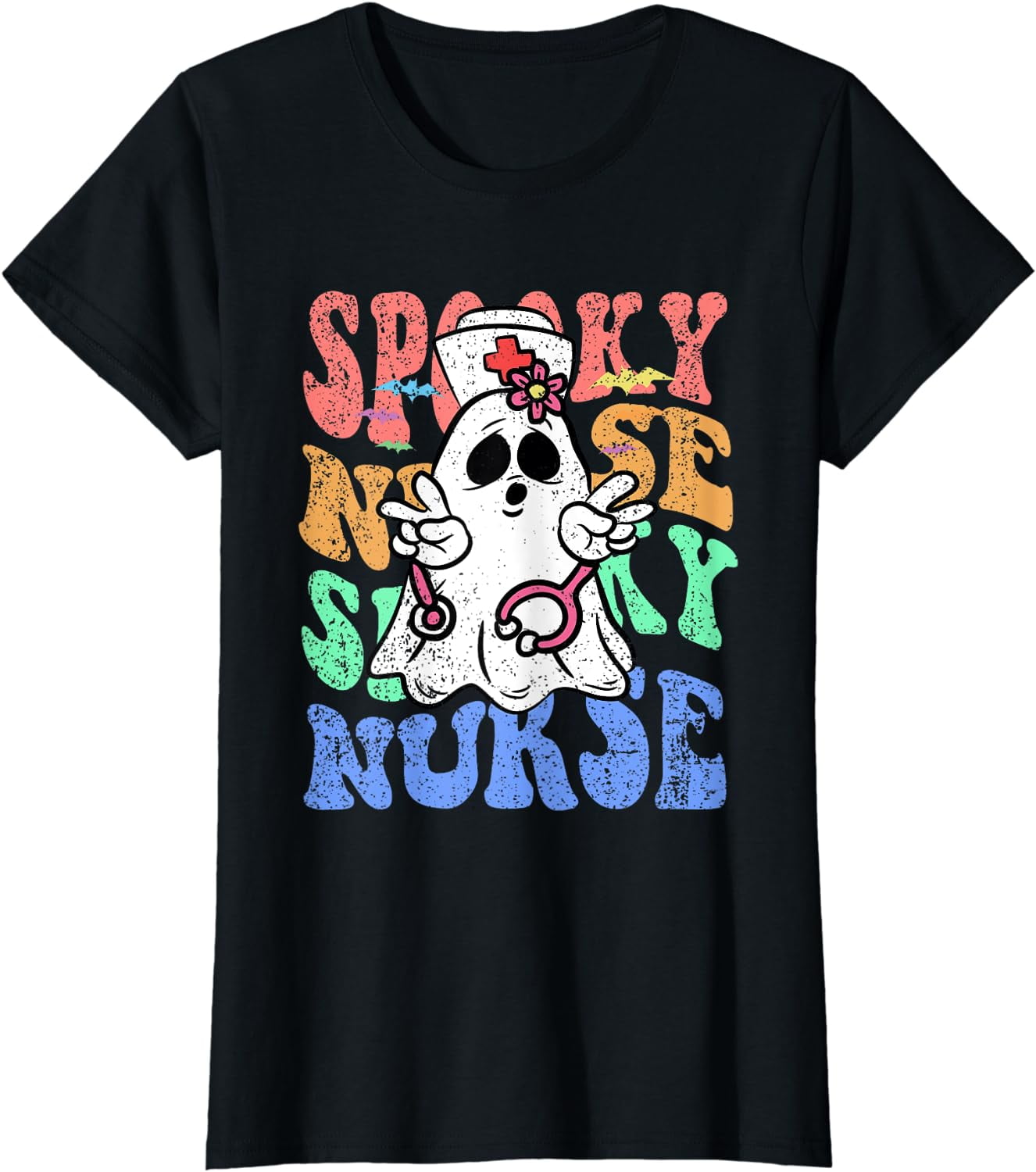 Spooky Nurse Halloween Costume Funny Ghost Nursing RN TShirt